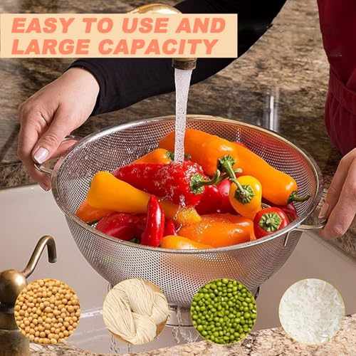 Colador de cocina de acero inoxidable Ø 28.5 cm con diseño duradero de doble asa 8