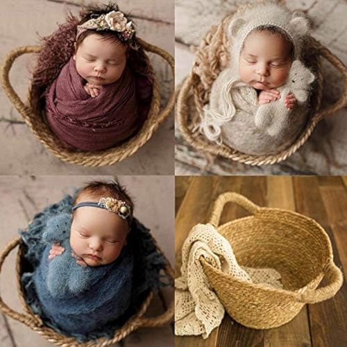 Image of BABYMOON Jute Woven Basket Baby Photoshoot Photography Props Furniture(Pack of 1), Brown