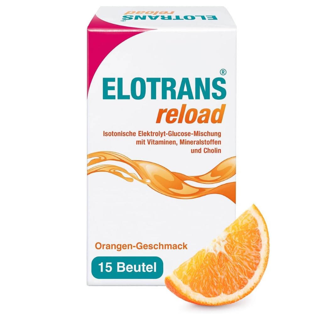 ELOTRANS Reload - Electrolitos, vitaminas y minerales en sobres sabor naranja - Mezcla isotónica para hidratación intensa - 15 sobres