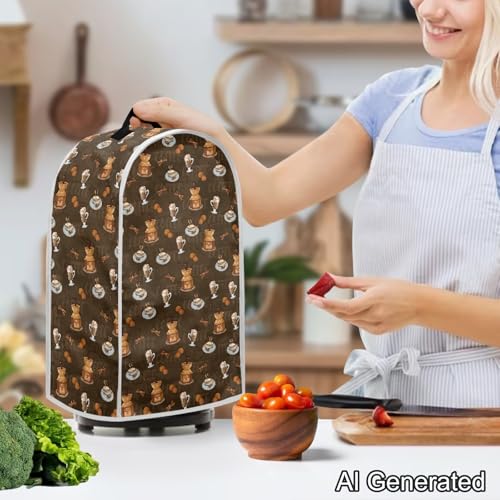 Image of Coffee Cup Blender Dust Cover, Anti Fingerprint Polyester Stand Mixer or Coffee Maker Appliance Protector, Stain Resistant Blender Cover for Kitchen Appliance Machine Washable