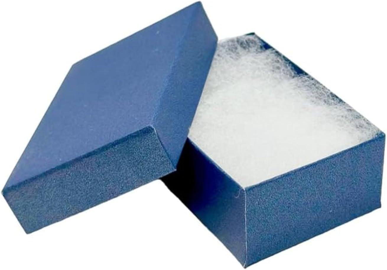 RJ Displays-6 Pack Cotton Filled Color Cardboard Jewelry Neckless, Ring, Earring, Pendant, Pocket Watch, Body Jewelry, Gift Boxes Size 3 1/4" x 2 1/4" x 1" Inch - by R J Displays (Pear Blue)