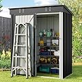 Gizoon 5 'x 3'Outdoor Storage Shed with Singe Lockable Door,Galvanized Metal Shed with Air Vent Suitable for The Garden,Tiny House Storage Sheds Outdoor for Backyard Patio Lawn-Dark Gray