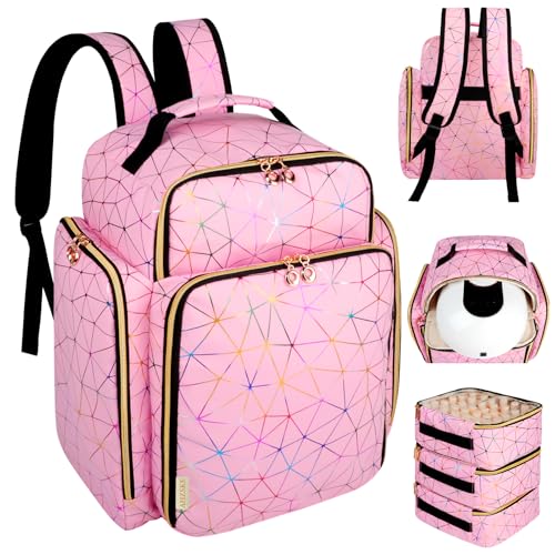AHZSKE Nail Polish Organizer Backpack Holds 126 Bottles& Nail Lamp,