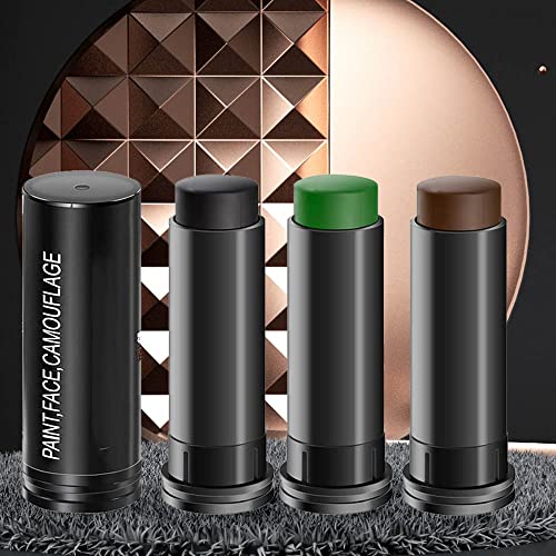 Kaely 3Pcs Face Paint Stick,Eye Black Baseball Football Softball Eyeblack Stick For Outdoor Sports,Black Brown Green Camo Face Body Paint Kit,Easy To Color,Halloween Birthday Party Clown Makeup Sets #TOP6