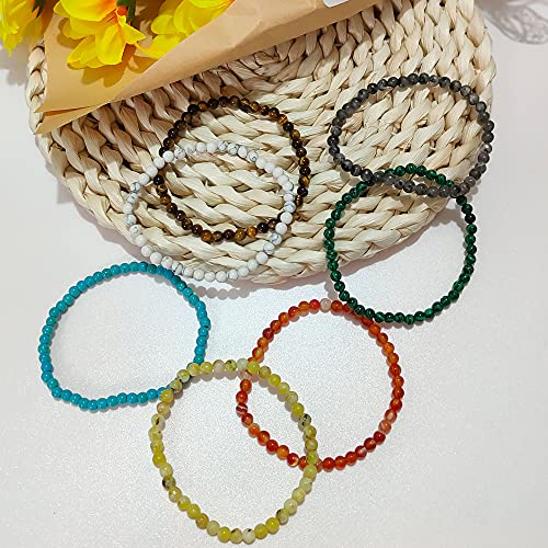 Ximeo 12Pcs 4Mm Mini Semi Precious Gemstone Energy Bracelets - Tiny Round Beads Stretch Bracelet Natural Stone Healing Crystal Statement Bracelet For Men Women Unisex #TOP5
