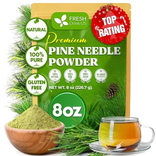 FreshDrinkUS, Premium 8oz Pine Needle Leaves Powder, 100% Natural &amp; Pure, Herbal Tea, Daily Infusion Botanical, No Sugar, No Caffeine, No Gluten, Vegan.