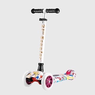 Paelf 3-6-12 Years Old Children Scooter Male Girl 2 Years Old Graffiti Scooter Four Wheel PU Flash Wheel Liftable and Detachable Children's Outdoor Toys