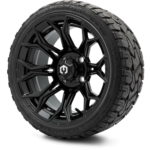 MODZ® Halo Glossy Black 14" Golf Cart Wheels and X-Comp