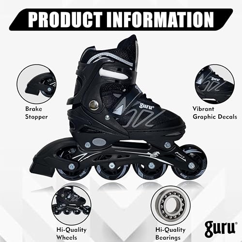 Image of GURU Inline Skates, Inline Skates Wheels for Kids & Adults Medium Size in-line Skates