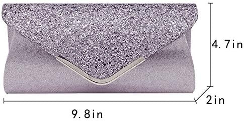 Queena Womens Shiny Sequins Evening Clutch Envelope Handbag Chain Purse for Wedding Party Prom Gift for Mom Wife Girlfriend Grey, Grey - Image 2