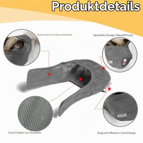 EIHI 1 Stück Katze Maulkorb mit Atmungsaktivem Mesh, Maulkorb für Katzen Verhindern Beißen Kauen Katzenpflege (Größe S, Grau)