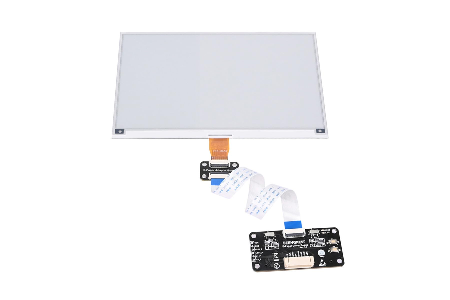 7.5 Inch E-Paper Display 3 Color (Black White Red), 800x480 SPI E-Ink Screen Module, Partial/Fast/Full Refresh, 3.3V/5V Level Shifter, Compatible with Raspberry Pi, ESP32, STM32, for Arduino