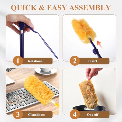 Image of JMIATRY 60PCS Disposable Duster Refills for Swiffer Duster Refills 360 Degree Duster Pads Heavy Duty Duster Refill with Adjustable Handle Disposable Duster for Cleaning Home, Office