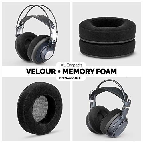Image of BRAINWAVZ XL Large Velour Replacement Memory Foam Earpads - Suitable for Many Other Large Over The Ear Headphones - Sennheiser, AKG, HifiMan, ATH, Philips, Fostex, Sony
