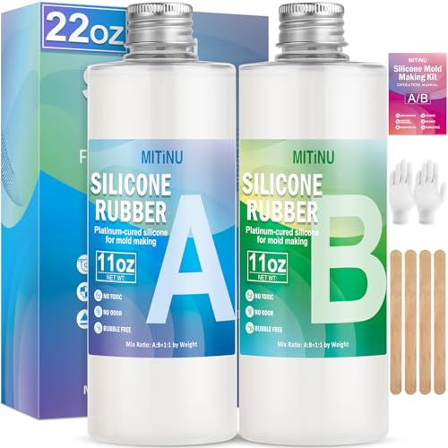 MITINU Silicone Mold Making Kit, 22oz 15A Elastic Liquid Silica Gel for Casting Resin molds and Candle & Soap Mold,Fast Cure Translucent Platinum Silicone Rubber