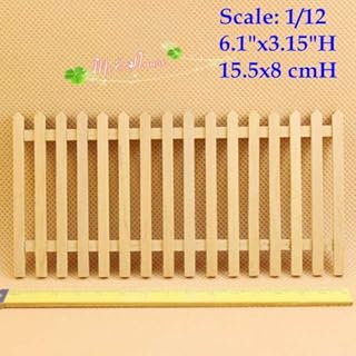 1/12 Dollhouse Miniature Fences Picket Fence Wall Decor Wood Bar 6.1