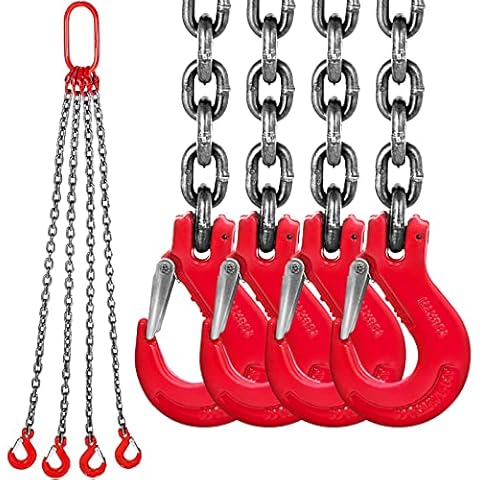 BotaBay G80 Kettengehänge 2m 4 Strang Anschlagketten 8mm Krankette hohe Festigkeit 6T Transportieren von Lasten Cover
