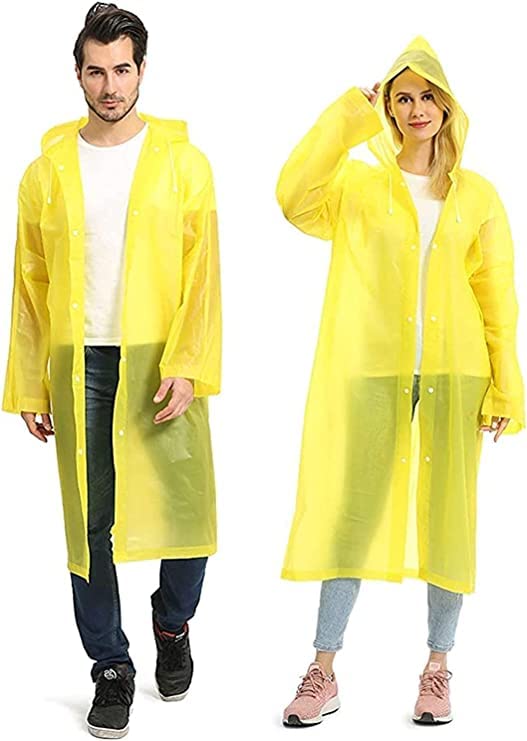 Unisex Waterproof Long Coat Raincoat for Men and Women with Adjustable Hood (Size: Universal,Color-Yellow) (Pack Of 2)-image-6