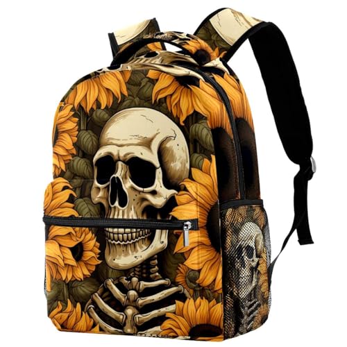 Sac d'école tête de mort tournesol pour la rentrée des juniors