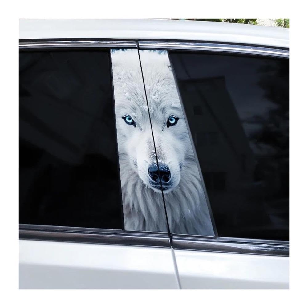 Decorative Items 2pcs Blue Eyes Wolf Car B-Pillar Sticker DIY Car Center Column Decal Waterproof(D)