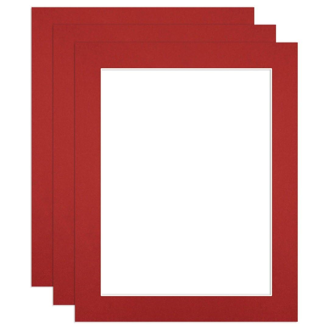 Procut Global 20x16" Crimson Picture Mounts to Fit 16x12" Aperture - Precision Cut Cardboard Photo Mount - Ideal for Frames, Prints, Artwork & Certificates - Sizes & Colours Available - 3 Pack