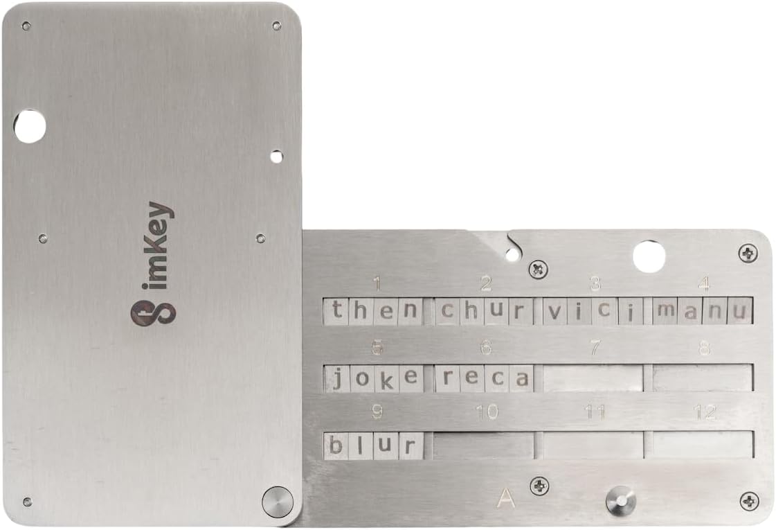 imKey HeirBOX S1 Crypto Seed Phrase Storage Metal Plate Backup Stainless Steel Fireproof Waterproof for 12/18/24 Word BIP39 Mnemonic Recovery Phrase Compatible with Ledger Trezor Bitcoin Cold Wallet