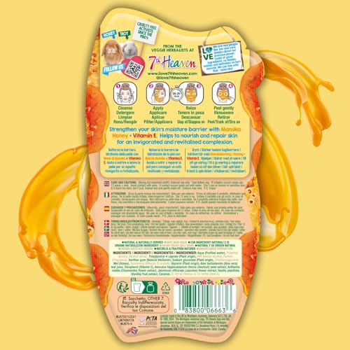 7th Heaven Manuka Honey Peel Off Face Mask with Vitamin E, Pack of 6 - Nourish and Renew - All Skin Types - Image 3