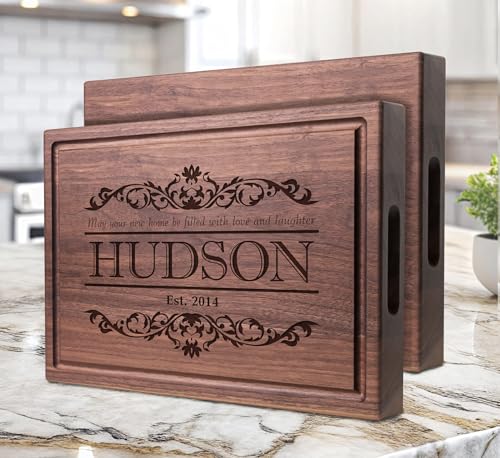 Straga Handmade XL Chopping Block Personalized Rustic Quote Design #301-Wedding Gift for Couples-Housewarming & Closing Present-Real Estate-Custom Gift for Parents-Wife-Husband-Family