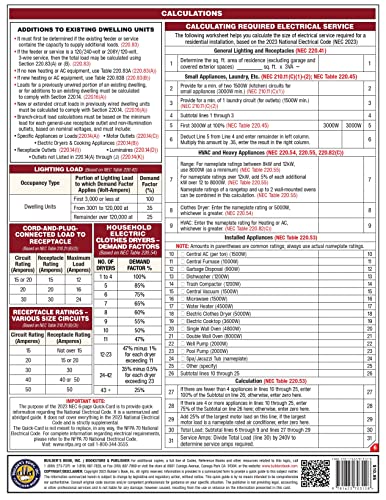 Electrical Residential Rough-In Quick-Card Based on the 2023 NEC