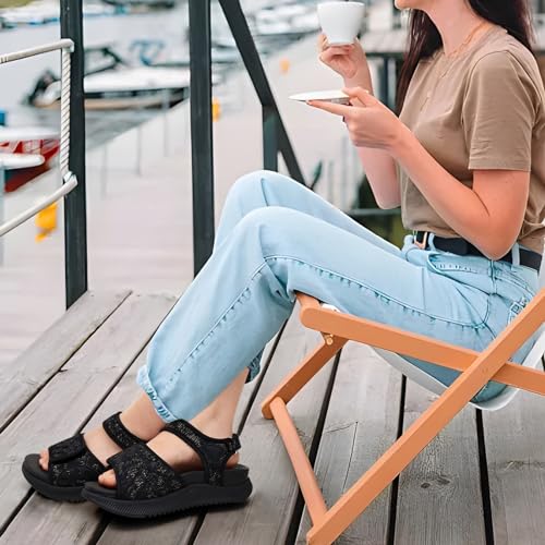 Image of ONCAI Walking Sandals Women,Arch Support Hiking Sandals with Orthotic Outdoor Footbed for Plantar Fasciitis,Water Athletic Platform Sandalias Mujer with 3 Adjustable Strap (US Size 6-12)
