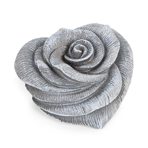 Logbuch-Verlag Cœur funéraire en forme de cœur - Aspect pierre - Cœur - Gris - Décoration de jardin - Cadeau de deuil - 11,5 cm
