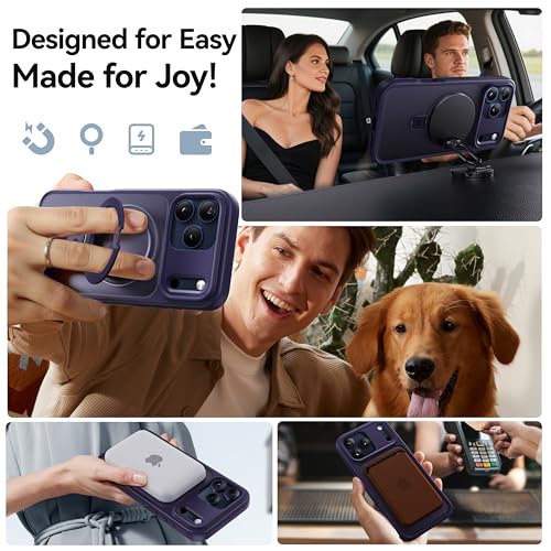 Image of CASEKOO Ultra-Magnetic Stand for iPhone 17 Pro Case, Shockproof, Purple | [Military Drop Protection] [Compatible with MagSafe] Translucent Matte for iPhone 17 Pro Phone Case with Ring Holder 6.3 inch