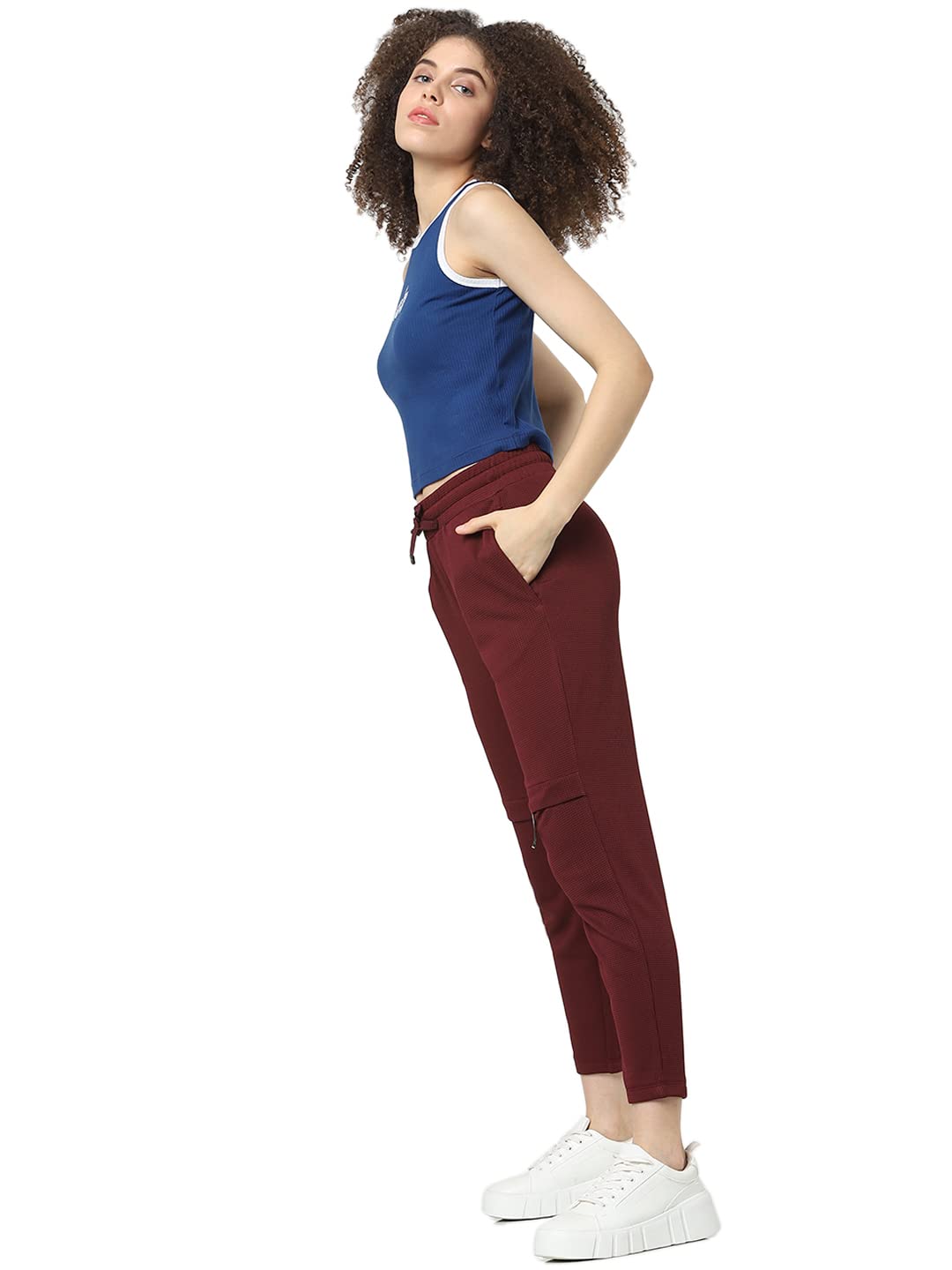 ONLY Women's Comfort Fit Track Pants (15270207-Tawny Port_Tawny XS) Red in red