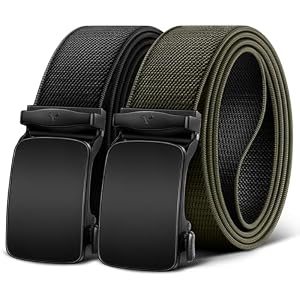 BULLIANT Men Reversible Ratchet Stretch Web Belt Trimmable 1 3/8-Gift Boxed