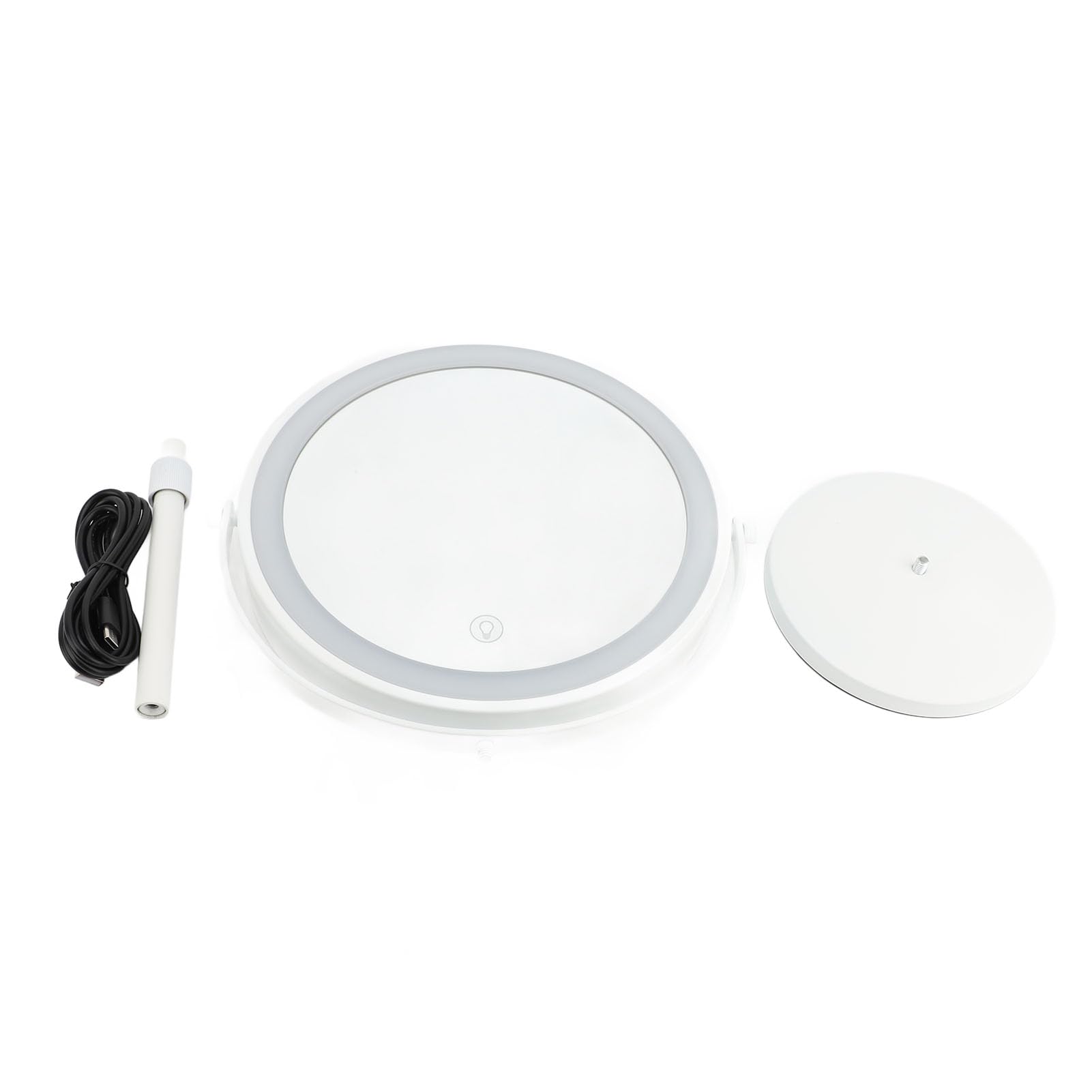 Specchio per il Trucco Illuminato, Design Bifacciale con Luci LED a 3 Colori e Altezza Regolabile, Controllo Touch per vanità e Trucco (5X)