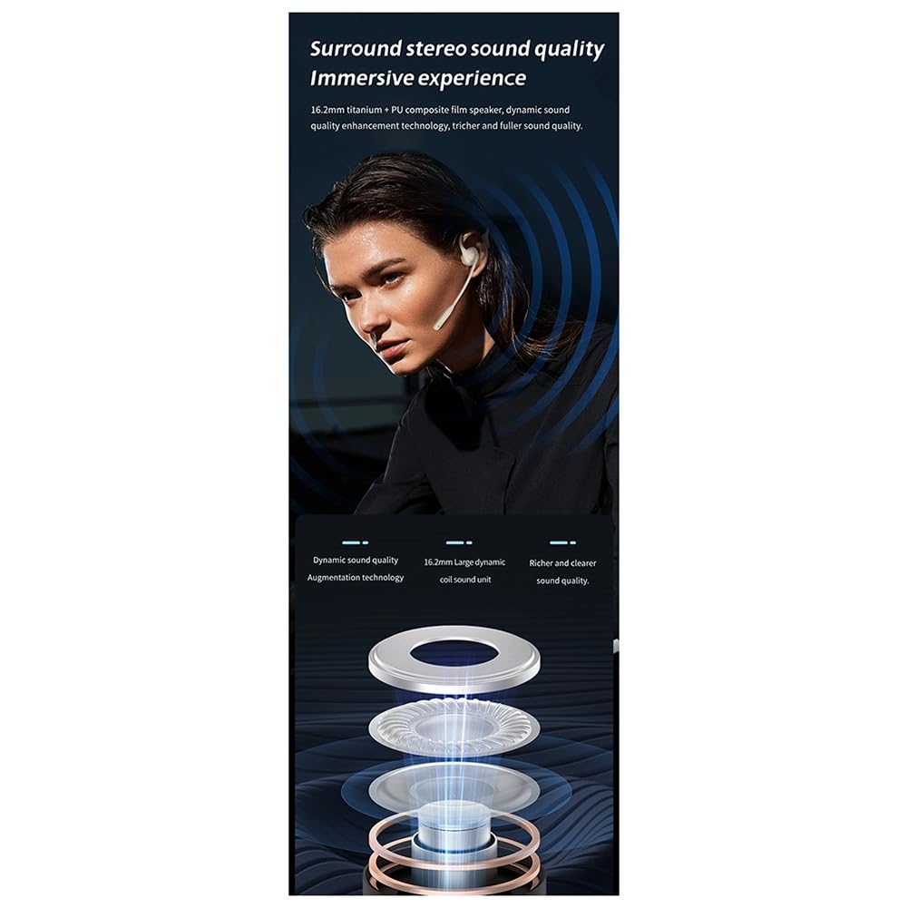 DG09 Casque à Conduction Osseuse sans Bluetooth 5.3 Écouteurs de Sport en Plein Air IPX5 Étanches Mains avec Microphone A
