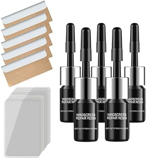 5 Pcs Windshield Crack Repair Kit, Auto Glass Nano Repair Fluid, Crack Repair Liquid Quick Windshield Repair for Chips and Cracks, Window Screen Repair Kit, Car Windshield Resin Crack Tool Kit