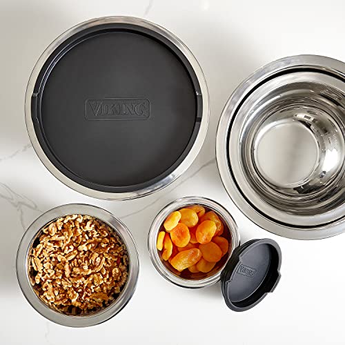image for Viking Culinary Stainless Steel Mixing Bowl Set, 10 piece, Non-slip Si