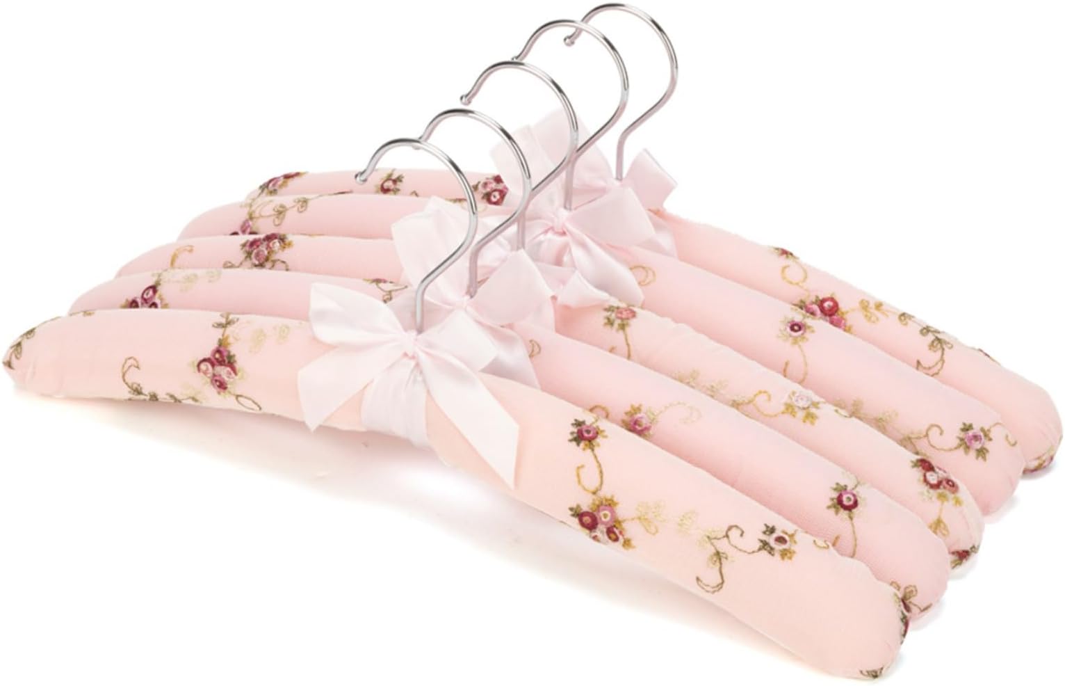 Floral Padded Clothes Hangers for Women, No Shoulder Bump Hangers for Adult, Padded Clothes Hangers for Women Sweaters, Dresses, Suits (Pink-Lace)