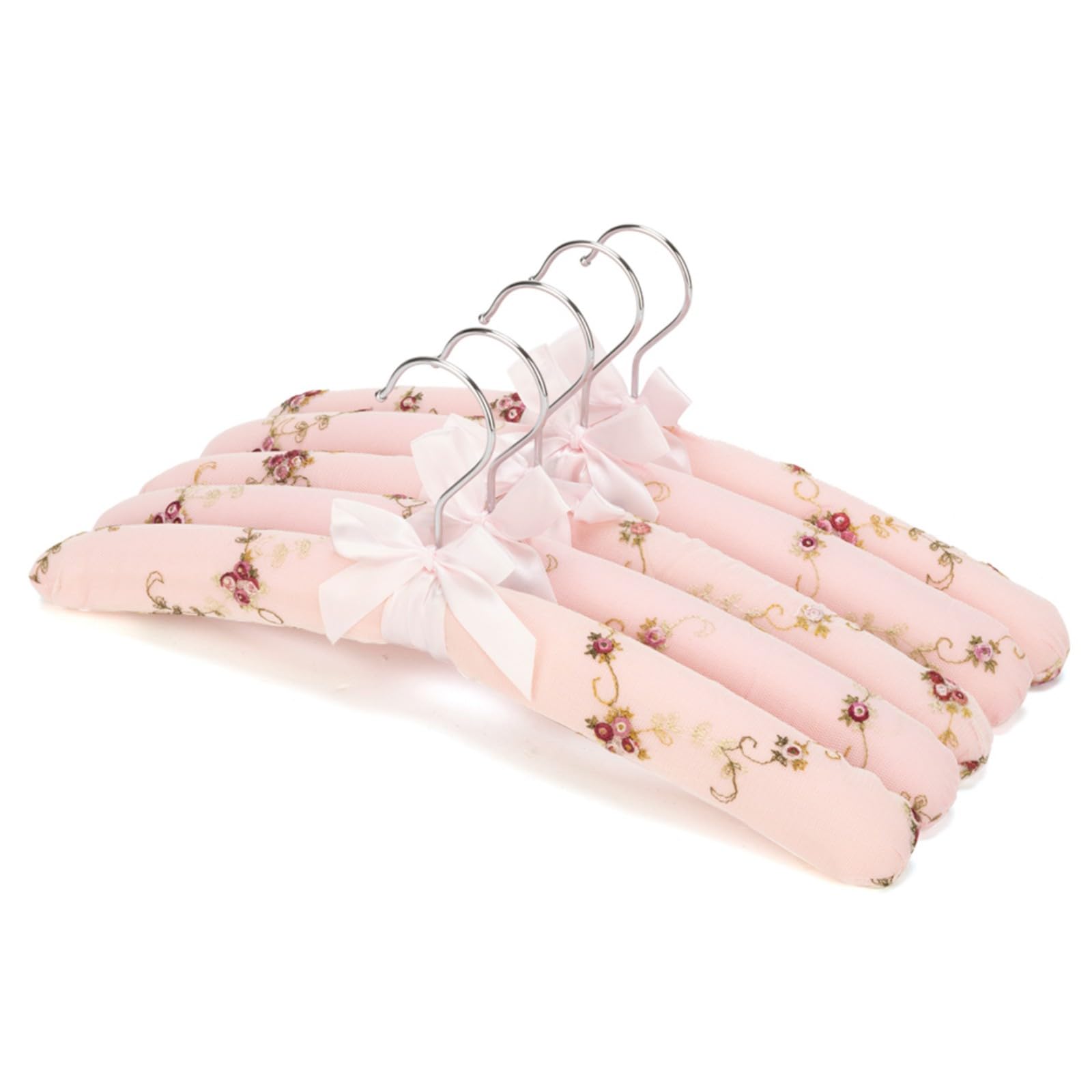 Floral Padded Clothes Hangers for Women, No Shoulder Bump Hangers for Adult, Padded Clothes Hangers for Women Sweaters, Dresses, Suits (Pink-Lace)