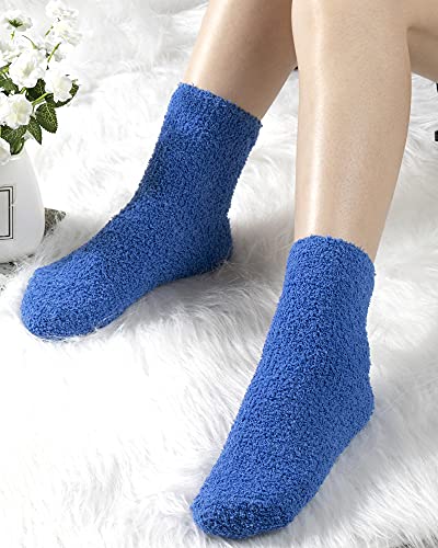SATINIOR 16 Pair Fuzzy Sock Women Fluffy Cozy Slipper Sock Colorful Plush Warm Ankle Stocking for Unisex Home Sleep Size 4-102