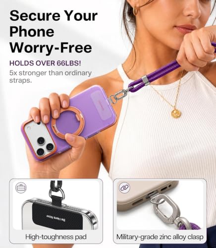 Image of TORRAS Phone Lanyard Crossbody, Adjustable Neck Strap, Deep Purple