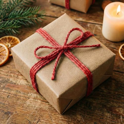 Image of SMART&CASUAL 2mm Natural Jute Twine String Thin for Craft Plant Garden Gift Wrapping Christmas Handmade Art Decoration Packing String Home Art Decoration (Dark Red) (328 Ft (100M))