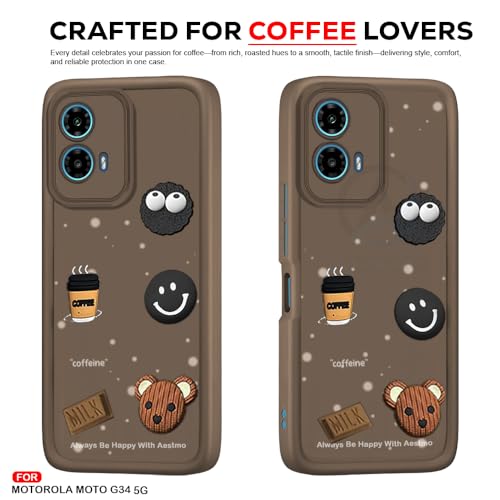 Image of AESTMO Back Case Cover for Moto G34 / G45 5G Cover | Cute Fun Cartoon 3D Ball | Coffee Silicone Case | Full Body Protection | Camera Protection Back Cover for Moto G34 / G45 5G (Brown)