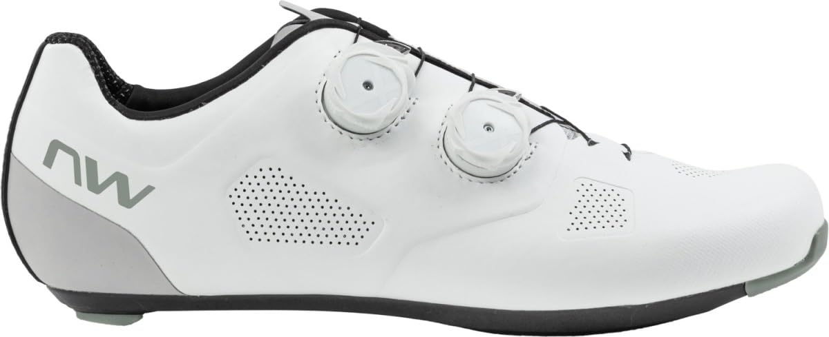 Northwave Revolution - Zapatillas de Ciclismo Carretera Hombre | Zapatos Bici de Ruta de Alto Rendimiento | Calzado Ciclismo Road con Suela Rígida y Ajuste Envolvente, Blanco Gris EU 41.5