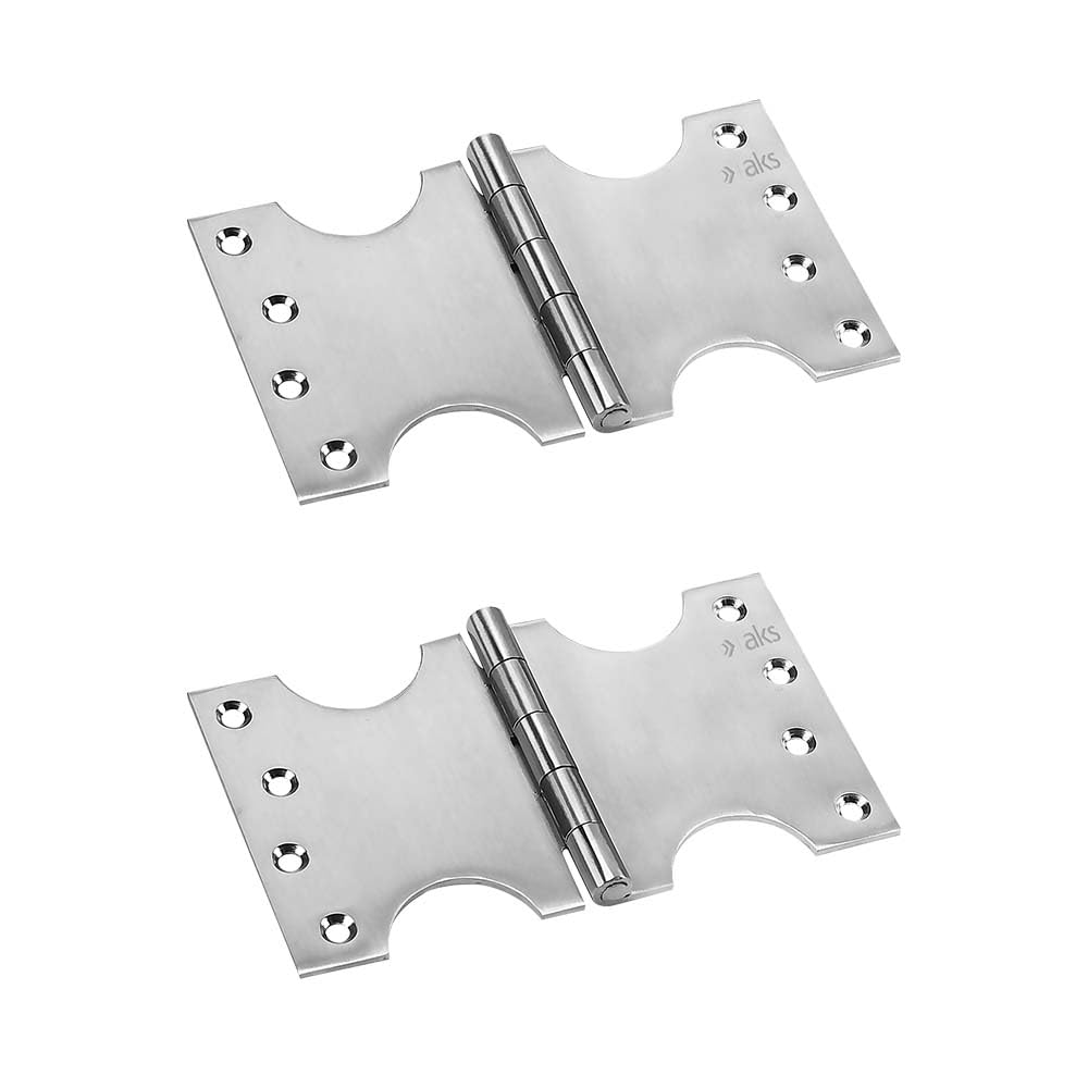 AKS Stainless Steel Parliament Hinges (Moon Type) Cut to Cut Length 6 Inch Thickness 3 MM Finish Satin SS Pack of 10 Piece