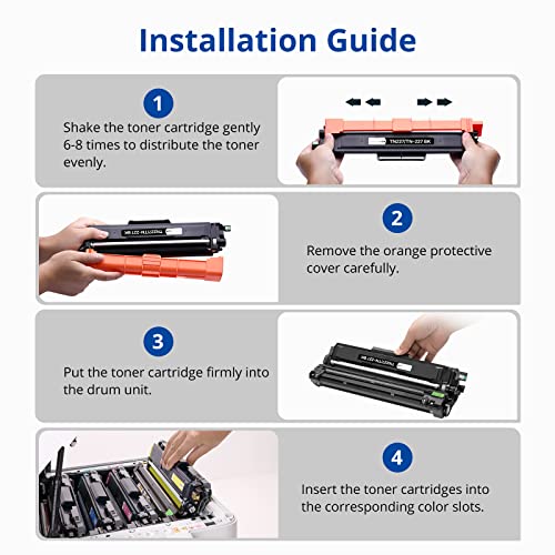 TN227 TN223 High Yield Toner Cartridge Compatible for Brother TN-227 TN 223 for MFC-L3750CDW MFC-L3770CDW HL-L3290CDW HL-L3210CW HL-L3230CDW Printer (4 Pack) - Thumbnail 2