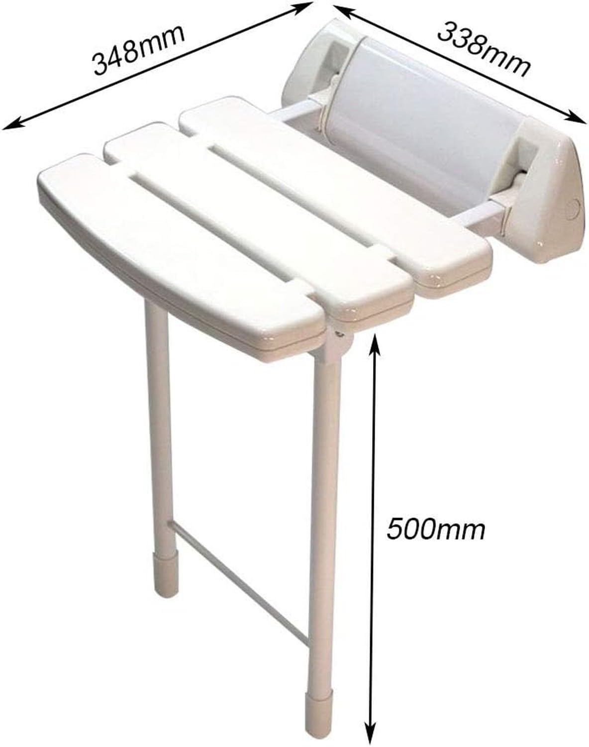 Silla de Ducha Abatible Extensible Plegable Montaje en Pared con Patas de Apoyo para Baño Inodoro Asiento Antideslizante Ayuda Seguridad Mayores Peso Máx 180 kg