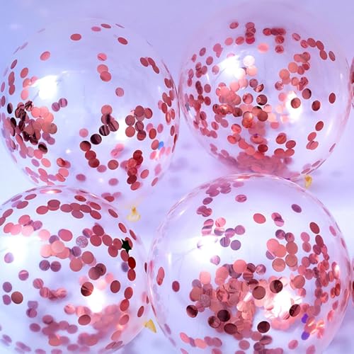 Image of Rozi Decoration Confetti Metallic Latex Balloon Theme Party Birthday Celebration Wedding Decor Balloons for Home, Lawn, Restaurants (Set of 10 - Rose Gold) (Pack of 2)