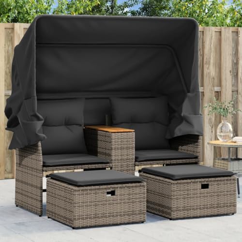 Frdhee Schlafsofa Balkon Möbel, Gartensofa 2-Sitzer mit Dach und...